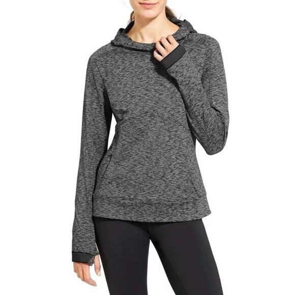 Athleta Striated Stowe Stretch Hoodie Pullover Sweatshirt Charcoal Grey Size XXS - Picture 1 of 12